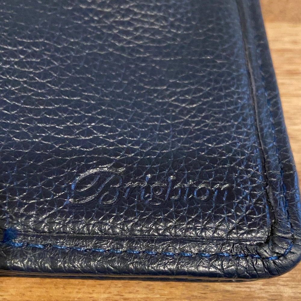 Brighton Navy Studded Leather Organizer Wallet Silver Scroll Zip - Picture 5 of 10
